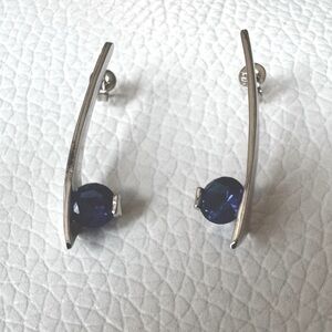 Elegant Silver and Blue Gemstone Earrings